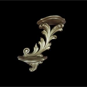 Vtg Homco Right Side DOUBLE WALL LEDGE Shelf Gold Ornate Homco Decor #3513 Dart